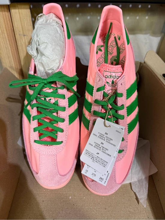 adidas Shoes - adidas Pink and Green Retro Trainer Sneakers